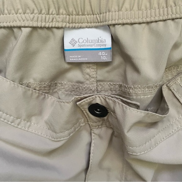 Columbia casual tan cargo shorts Men 40w 10 L pockets zipper button closure - Picture 11 of 14